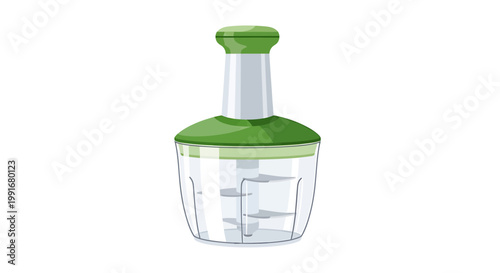 Green manual food chopper kitchen tool.