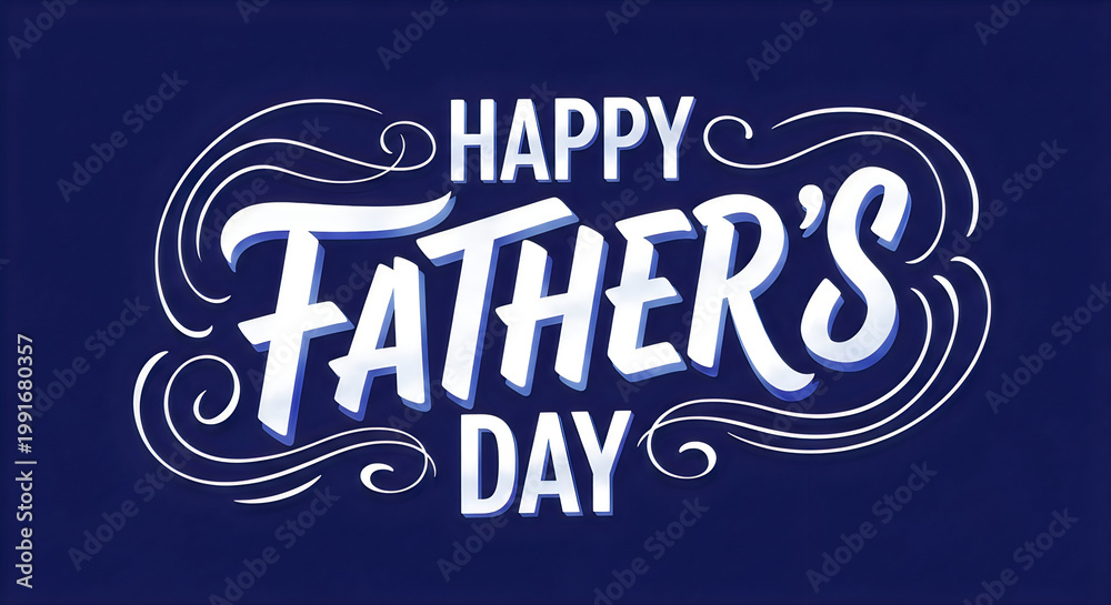Obraz premium Happy father's day calligraphy design on a dark blue background