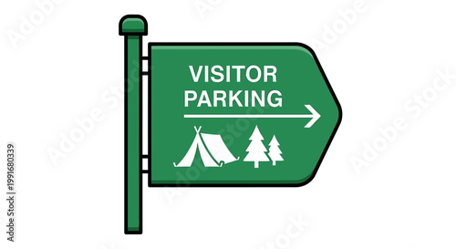 Green Visitor Parking Direction Sign.