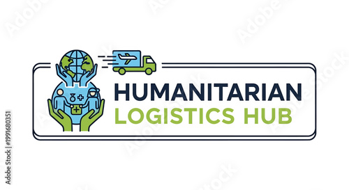 Humanitarian Logistics Hub Logo Depicting Global Aid and Delivery.