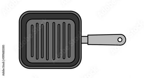 Grill Pan Illustration - A Detailed Depiction of a Cooking Utensil.