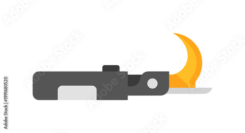 Illustration of a sharp, curved blade utility knife for cutting.