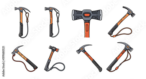 Ice axes for climbing and hiking.