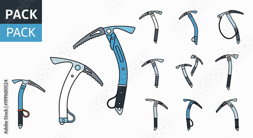Ice axes for climbing gear equipment.