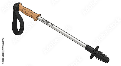 Hiking Pole with Grip and Strap for Outdoor Adventures.