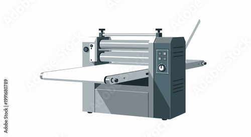 Industrial dough roller machine for bakery and food production.