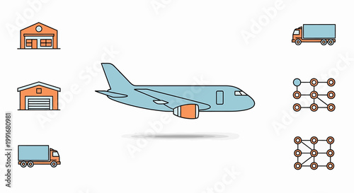 Illustration of a Modern Airplane Ready for Flight and Travel.