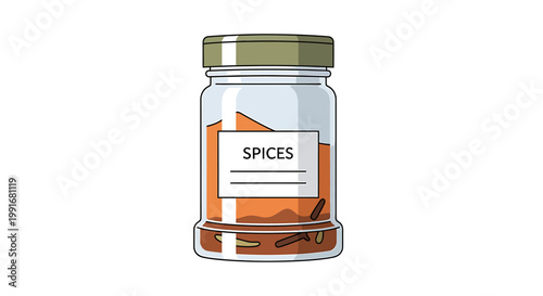 Jar of spices and seasonings inside.
