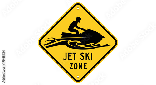 Jet ski warning sign board symbol.