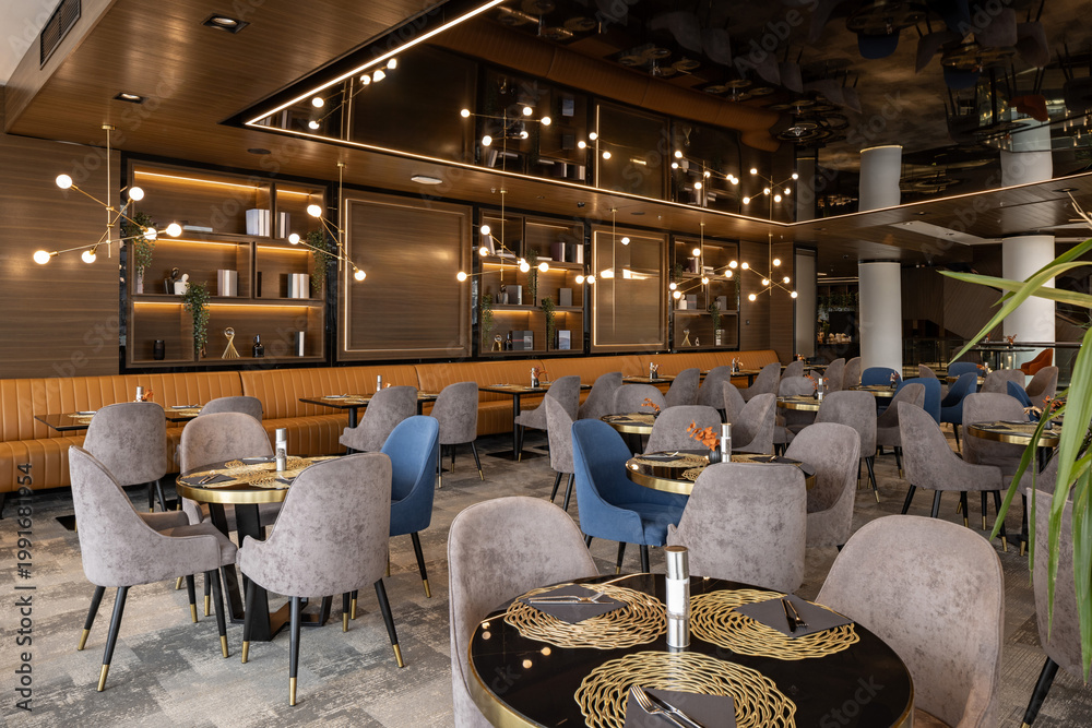 Fototapeta premium Modern hotel restaurant interior with new design