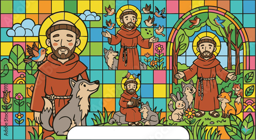 santo fransiskus assisi vector ilustrasi