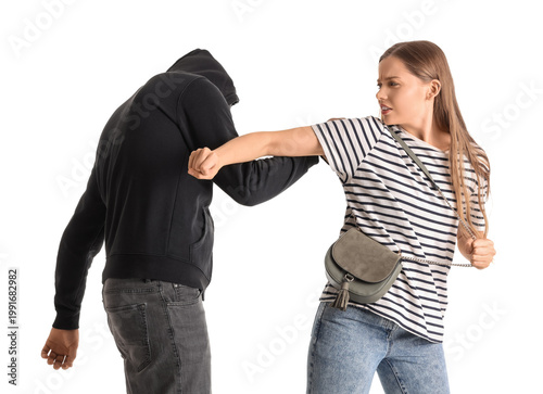 Robber trying to steal bag ...