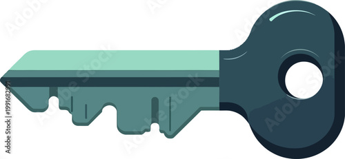 Modern key icon, a minimalist and clean graphic illustration representing access and security for digital or physical objects