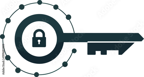 Cybersecurity Icon Modern Digital Key Lock Padlock Security Technology Concept with Connection Dots