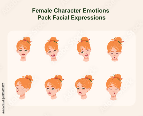 Female Character Emotions Pack Facial Expressions