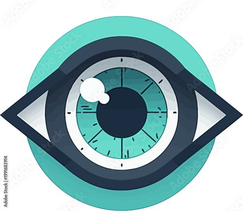 Modern Icon of an Eye with a Fingerprint Iris  Minimalist Graphic Design Concept for Vision, Surveillance, or Technology