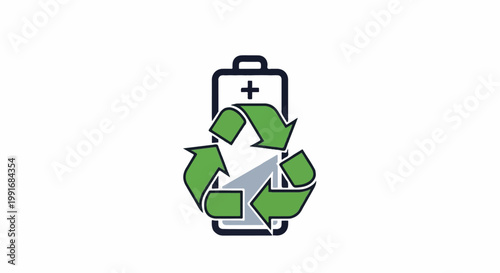 Battery with recycling symbol, representing eco-friendly energy