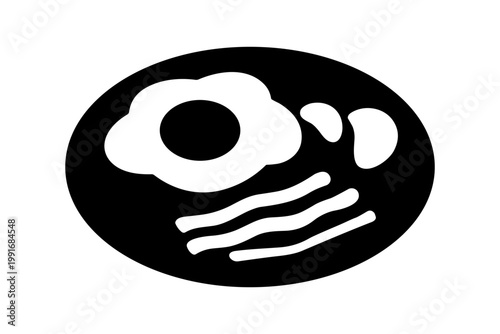 Fried egg breakfast solid black icon vector illustration