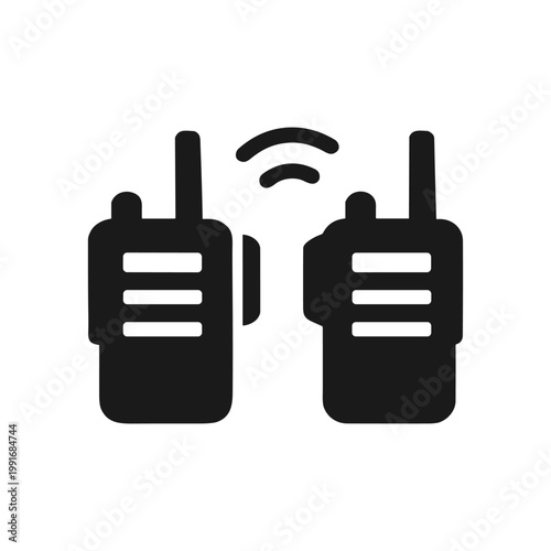 Walkie talkie communication solid black icon vector illustration