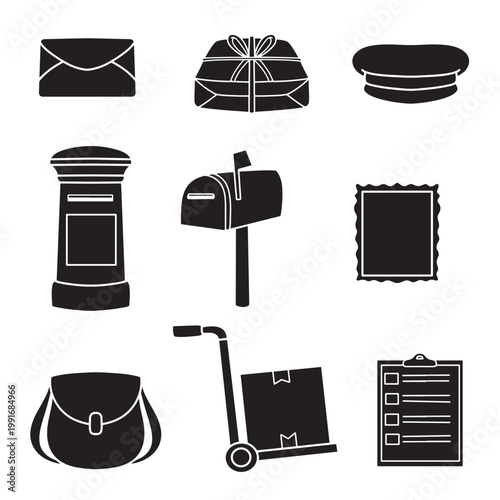 set of postal good for icon, symbol, element design, silhouette design, etc