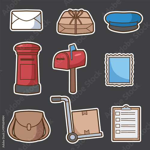 set of postman good for sticker, badge, element design, print design, etc