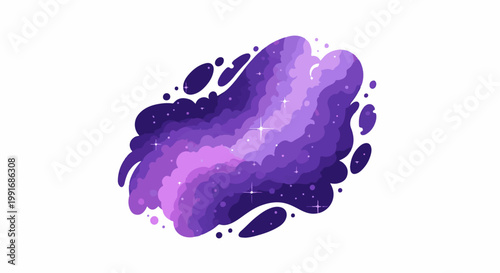 Swirling cosmic cloud with vibrant purple hues and twinkling stars