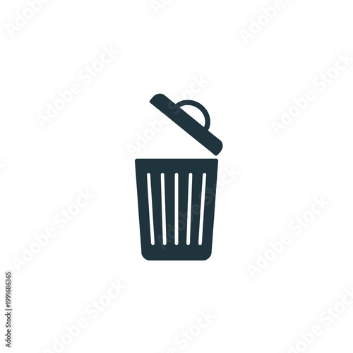 Vector of an open trash bin with a raised lid