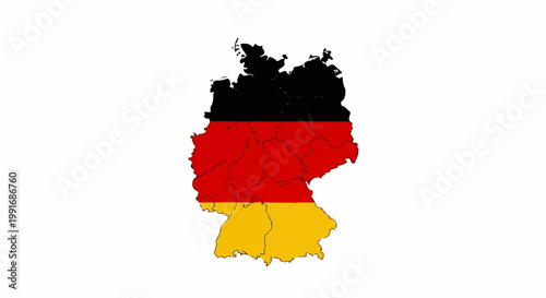 Outline of Germany filled with black, red, and yellow horizontal stripes