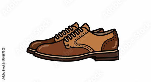 Two brown leather oxford shoes with two-tone coloring and stitched accents