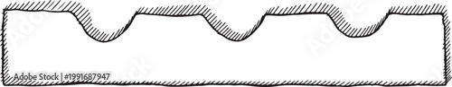 Foto A minimalist black and white sketch illustrating the cross section profile of an intaglio printing plate with recessed grooves