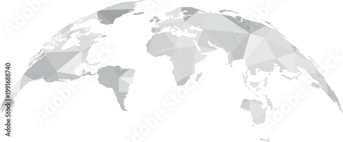 Low Poly Geometric World Map Globe Rotating View for Business and Travel Vector Illustration