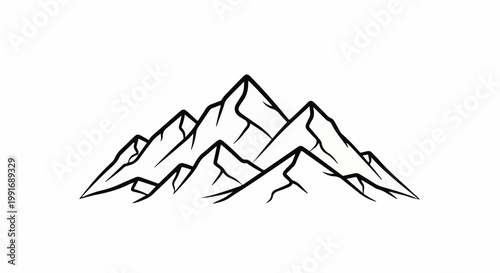 Stylized outline of jagged mountain peaks under a clear sky