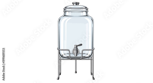 Large glass beverage dispenser container.