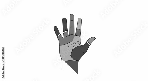 Stylized palm and fingers with distinct gray segments