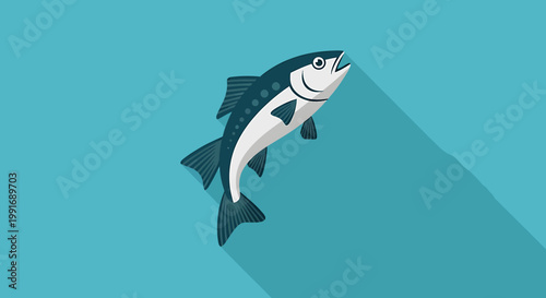 Large Salmon Fish Swimming Upwards.