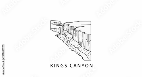Stylized sketch of a deep canyon with a river at the bottom