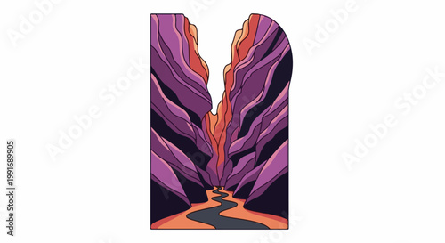 Stylized pixel art depiction of a narrow canyon with a winding river