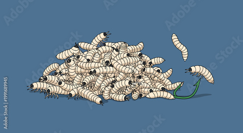 Larvae Insects Crawling on Pile.