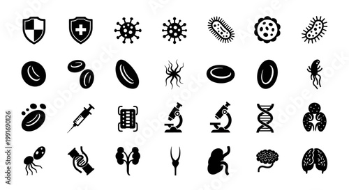 Medical Icons - Detailed Illustrations of Health, Science, and Biology.