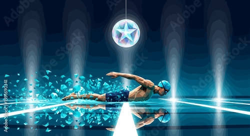 Man swimming in a swimming pool.