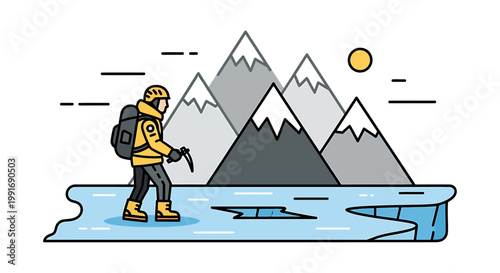 Man wearing yellow jacket and backpack.