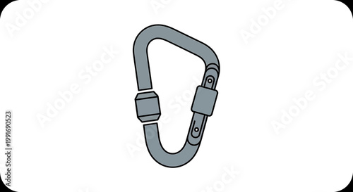 Metallic Climbing Carabiner Isolated on White Background for Safety.