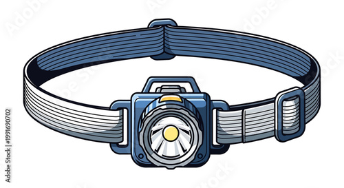 Modern Headlamp Illustration - Bright Illumination for Outdoor Activities.