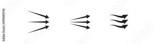 Airflow wave arrows icon set. black wave wind flow, ventilation, and direction movement. Perfect for UI UX design, infographic elements, apps, and web interfaces.
