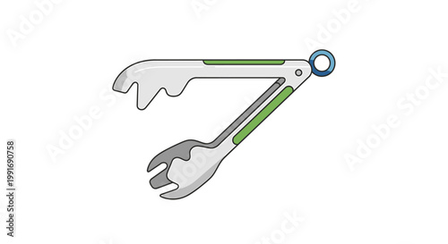 Modern Kitchen Tongs for Serving Food on White Background.