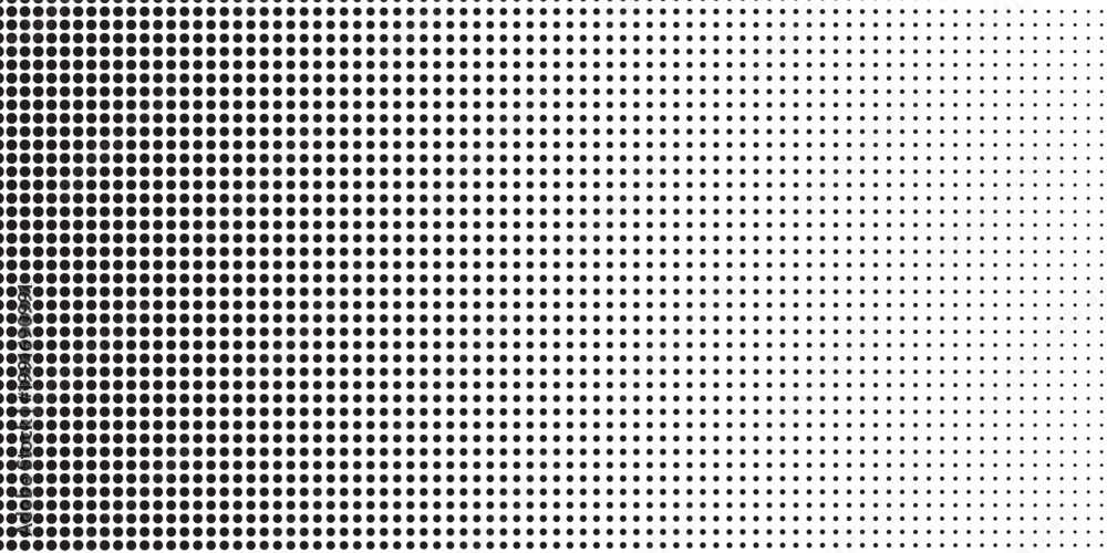 Fototapeta premium Dotted halftone gradient texture. Fading polka dot background. Repeated dots gradation pattern. Black vanishing comic pop art overlay backdrop. Halftone raster effect wallpaper. Vector Ilustration