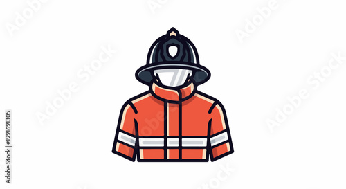Stylized icon of a firefighter wearing a helmet and jacket