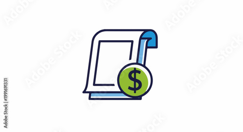 Stylized icon representing a financial document or transaction with a dollar sign