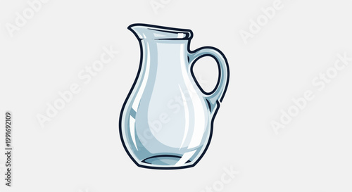 Stylized cartoon of a clear glass pitcher with a handle and spout