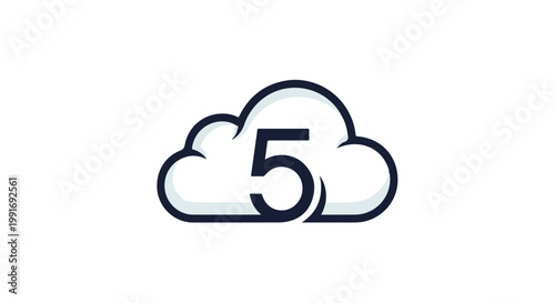 Stylized cloud graphic with the number five inside, clean design